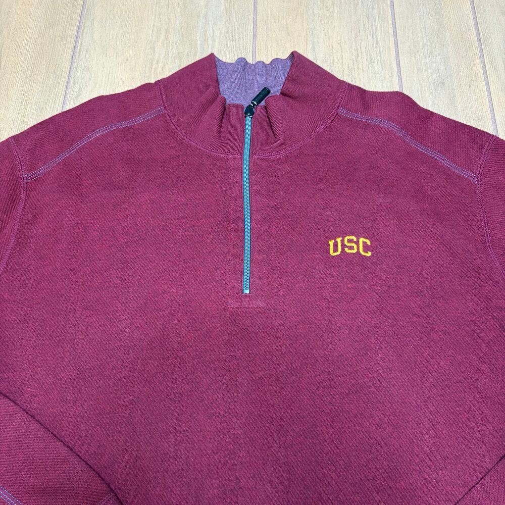 Tommy Bahama USC Trojans 2XL Quarter Zip Pullover Sweater Red NCAA University - Picture 12 of 13